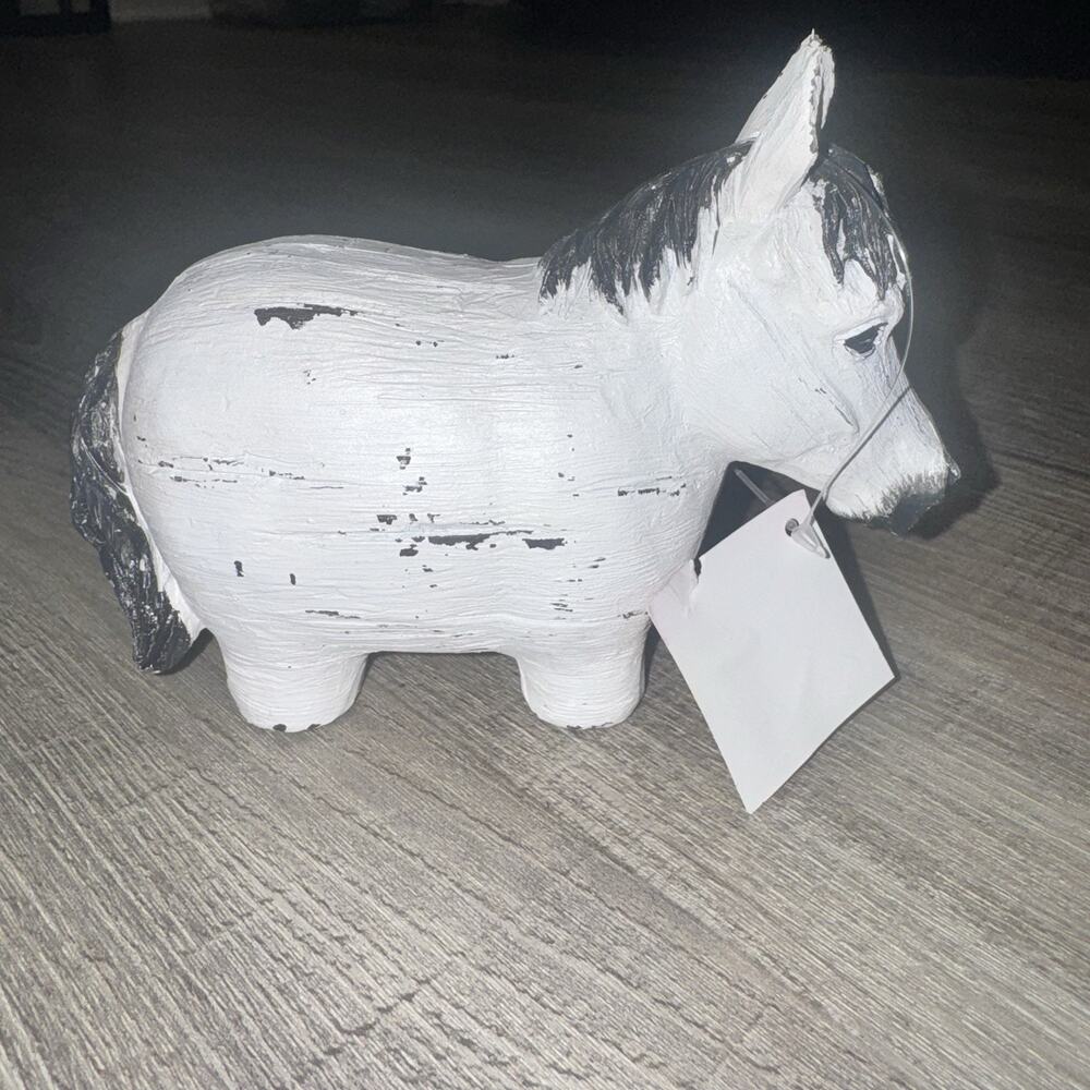 Hobby Lobby White Black Horse Figurine Rustic Farmhouse Western Decor NWT